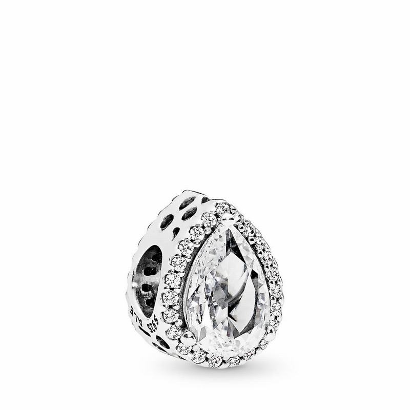 Pandora Radiant Teardrop Charm Ireland - Sterling Silver/Cubic Zirconia - 906385DAB